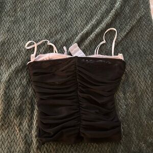 White Fox Boutique Black Camisole with Lace